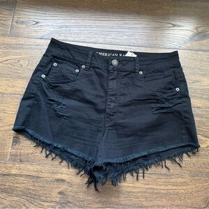 American Eagle Outfitters Black Distressed Women Shorts
